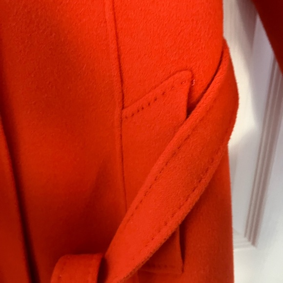 NWOT Orange 100% wool midi coat US sz 4 - Picture 3 of 6
